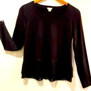 J. Crew, Crew Neck, Top in Black size Small Long Sleeves